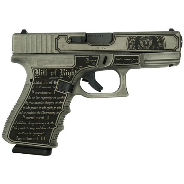 https3a2f2fmedia.chattanoogashooting.com2fimages2fproduct2fglui1950203t242fg19 gen3 compact 9mm 4in 2 15rd trump 2024 crushed silver distressed black glui1950203t24 right.jpg