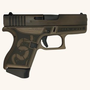 custom glock g43 subcompact pistol 9mm revolution engraved frame brown glui4350201rev firearm