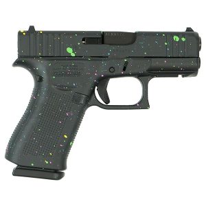 glock 43x fs 9mm pistol: ultimate compact firearm with multi color paint splatter