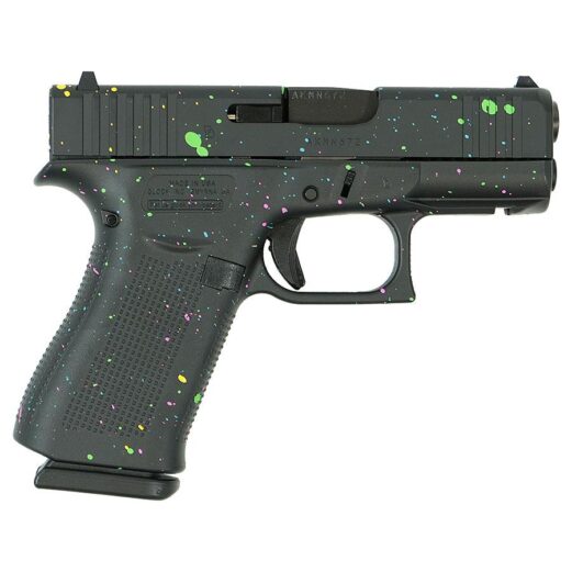 glock 43x fs 9mm pistol: ultimate compact firearm with multi color paint splatter