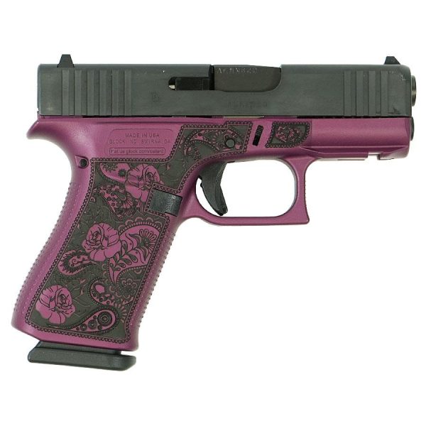 experience the unique glock 43x 9mm: usa custom frame in paisley black cherry