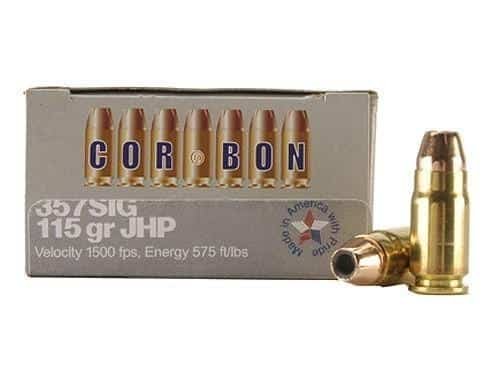 Corbon Self-Defense JHP Handgun Ammunition .357 SIG 115 gr JHP 1500 fps 20/box