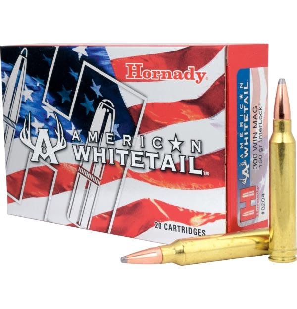 Hornady American Whitetail Rifle Ammunition .300 Win 150 gr SP 3275 fps 20/ct
