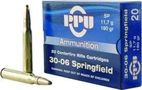PPU Rifle Ammunition .30-06 Sprg 180 gr SP 2910 fps 20/ct