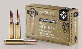 PPU Match Rifle Ammunition .308 Win Match 168 gr HPBT 2610 fps 20/ct