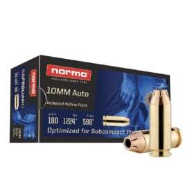 Norma Safeguard Handgun Ammunition 10mm Auto 180gr JHP 1224 fps 50/ct