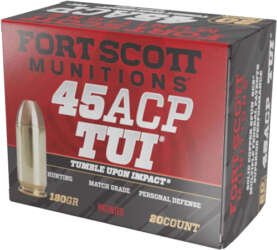 FORT SCOTT 45ACP 180GR TUI - SOLID COPPER 20RD 25BX/CS