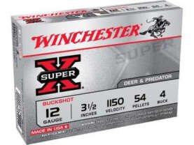 Winchester 12 Gauge Ammunition XB12L4 3-1/2" Buffered #4 Buckshot 54 Pellets 5 rounds
