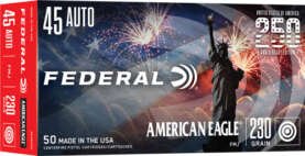 FEDERAL AE 45 ACP 230GR FMJ - 50RD 20BX/CS AMERICA 250TH