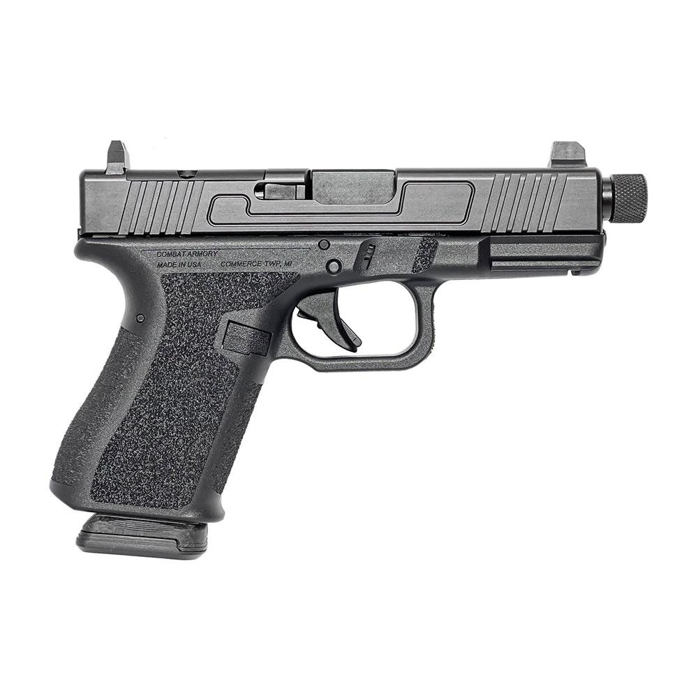 Combat Armory CA19 OR Handgun 9mm Luger 10rd Magazine 4.49" Threaded Barrel Black with Suppressor Height Sights