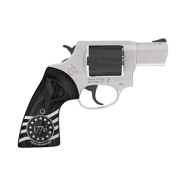 Taurus 856 Handgun .38 Spl 6rds 2" Barrel Stainless Steel Frame/Black Cylinder 1776 Custom Grips
