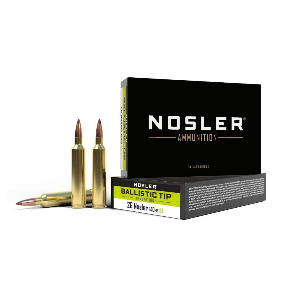Nosler Ballistic Tip Hunting Rifle Ammunition 26 Nosler 140gr PT 3200 fps 20/ct