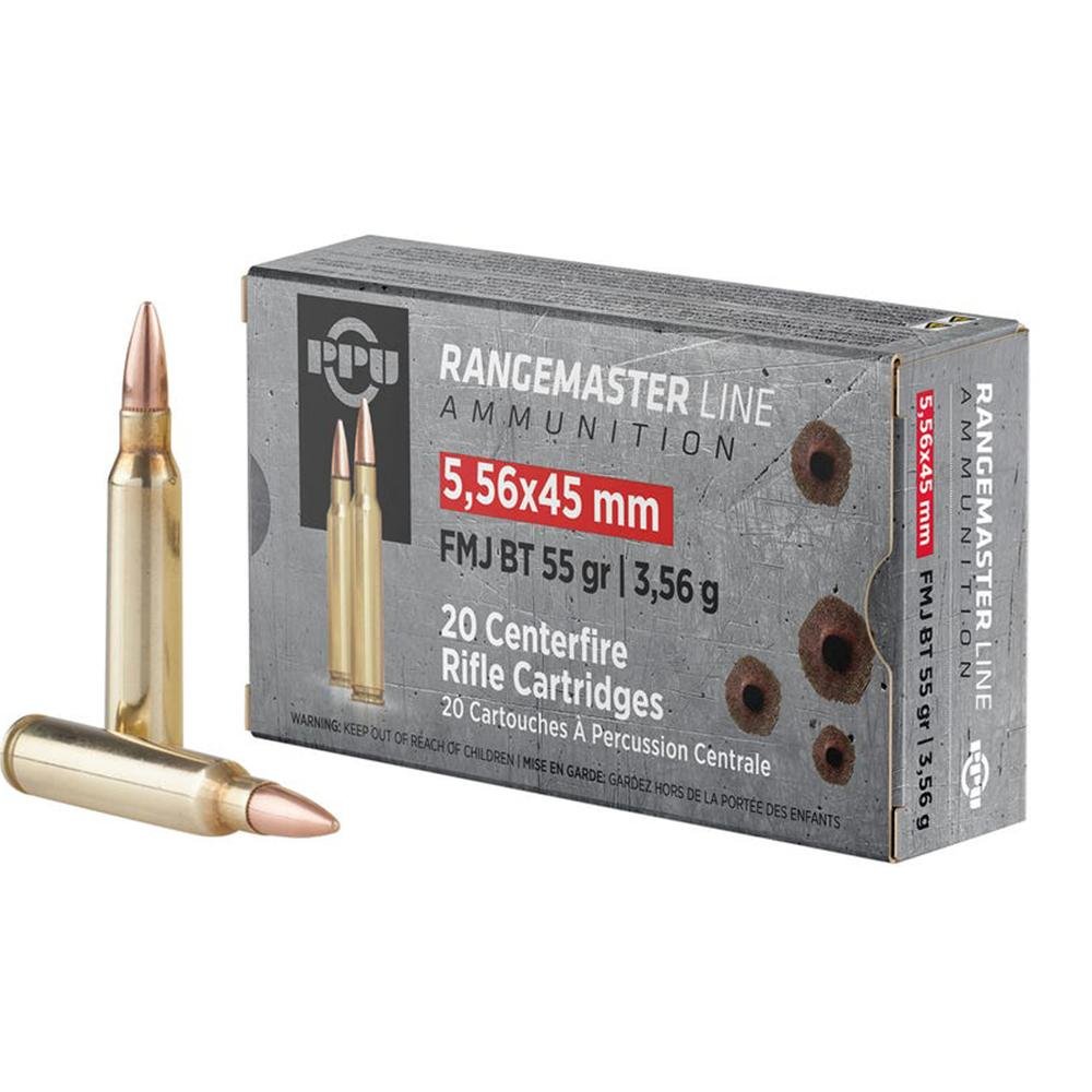 PPU Rangemaster Handgun Ammunition 5.56X45 NATO 55 gr FMJBT 3240 fps 20/ct