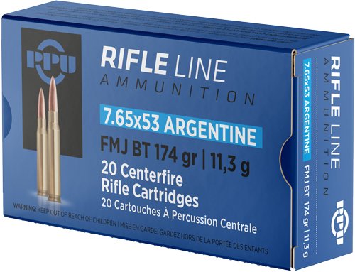 PPU 7.65X53 ARGENTINE MAUSER - 174GR FMJ 20RD 10BX/CS