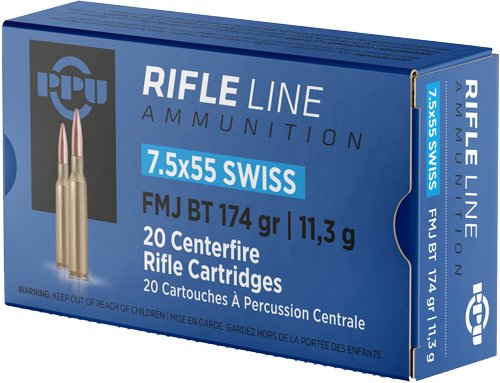 PPU 7.5X55 SWISS 174GR FMJ - 20RD 10BX/CS