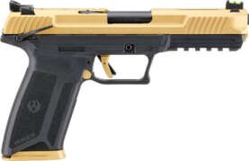 RUGER 57 5.7X28MM  ADJ. SIGHTS - 20-SHOT BLACK FRAME GOLD SLIDE