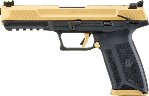 RUGER 57 5.7X28MM ADJ. SIGHTS - 20-SHOT BLACK FRAME GOLD SLIDE - Image 2