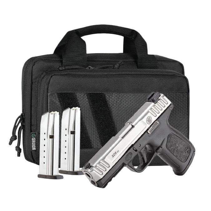 S&W SD9 2.0 Handgun Bundle 9mm Luger 16rd Magazine(3) 4" Barrel White Dot Sights No Thumb Safety 2-Tone Savior Bag
